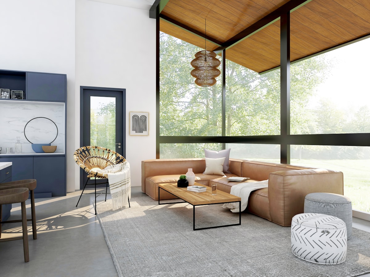 Bright, freshly cleaned living room with sunlit windows